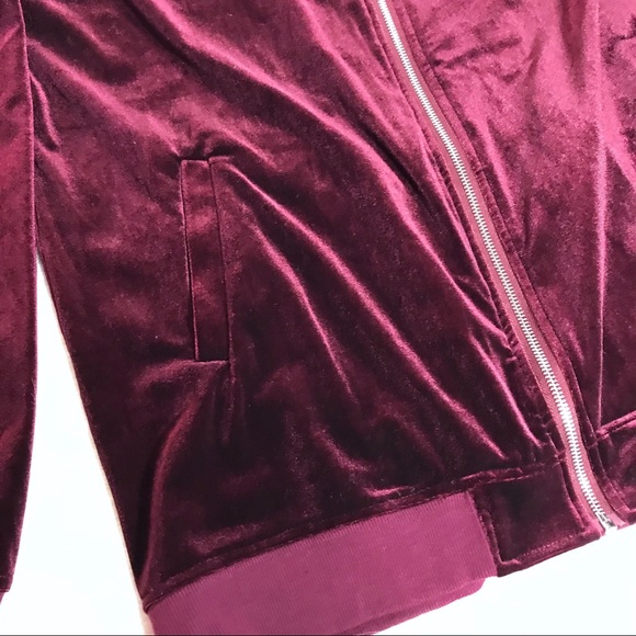 LA Hearts Burgundy Velour ZIP Up Jacket Sz L - Picture 2 of 3